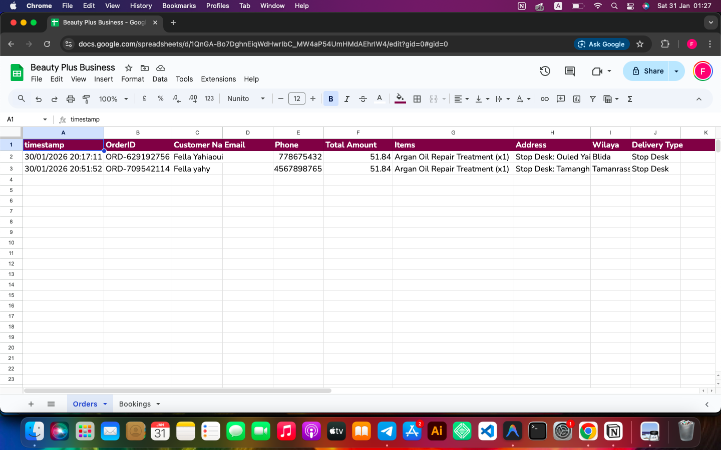 Google Sheet Dashboard Screenshot