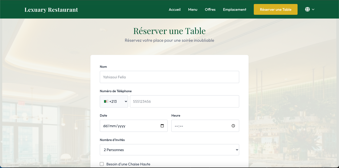 Appointment Form Screenshot